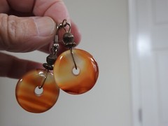 transluscent AGATE EARRINGS pierced dangles beautiful clear orange/beige