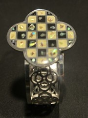 Clover-Shaped Mosaic Statement Metal Spring Hinged Bracelet