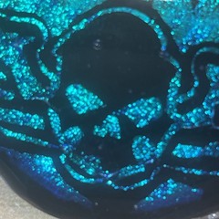 Hand Made In USA Fused Dichroic Glass Pin 2 1/2 Inches Wide