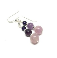 Sugilite Genuine Stone .925 Sterling Silver Handmade Earrings RARE