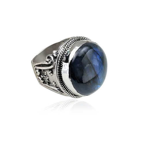 Sterling Silver Round Eilat Stone Artistic Ring