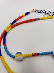 Handmade OOAK Color Block Glass Bead Necklace Czech Matte and Lampwork Beads 20”