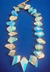 Agate Stone Statement 18″Necklace Primitive Huge Asymmetric Translucent Notes