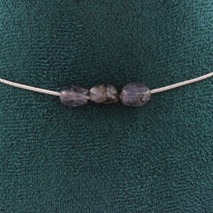Necklace 3 beads Cordierite Iolite from Madagascar. Steel chain Women’s necklace