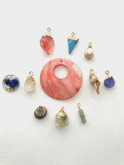Lot of Pendants For Jewelry Making Necklace Shell Stone Pearl Resin Set of 11