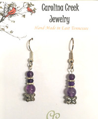 Amethyst With Silver Tone Findings Handcrafted Earrings CCJ-308