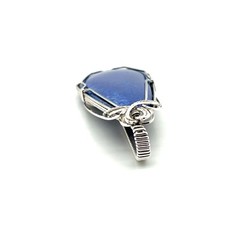 Large Sterling Silver 2-7/8″ High Wire Wrapped Freeform Lapis Pendant 22 Grams