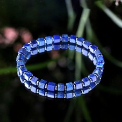 Men Women Natural Lapis Lazuli Bracelet Square Bead Stretch Boho Healing Jewelry