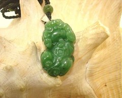 19MM MASTER-CARVED SHISHI ASIAN GUARDIAN LION FOO DOG NEPHRITE JADE NECKLACE #1