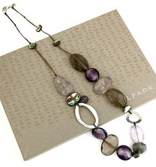 SILPADA Sterling Silver AMETHYST-QUARTZ-SHELL Beaded Necklace~#N2104~With BOX!