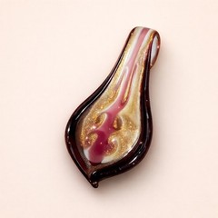 Hand Blown Art Glass Pendant Goldstone Swirl Statement Piece