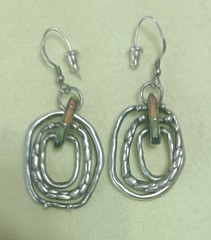 Artisan Solid Sterling Silver Thick Twisted Double Oval Earrings 1 1/4″ 16gr