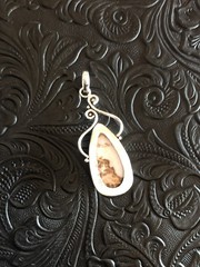 White Brown Matrix Wild Horse Turquoise Modern Pendant 2″ Artisan Made