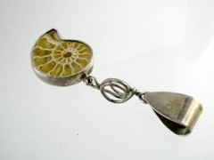 Sterling Silver Ammonite Fossil Pendant 925 2.5 Inch Length 9.1g