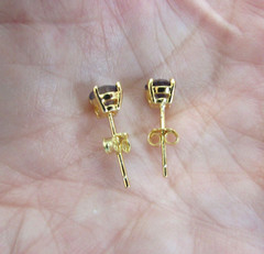 Natural Iolite Stud Earrings in Gold over 925 Sterling Silver 5mm .9 ct New