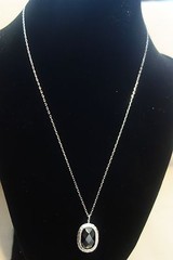 STERLING SILVER 925 NECKLACE 18″ WITH BLACK PENDANT NEW