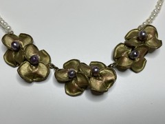 Michael Michaud Bronze and Freshwater Pearl Necklace, Bracelet and Earring Set