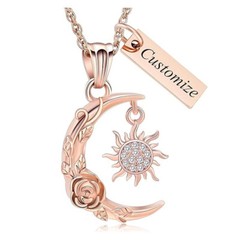 Celtic Knot Crescent Sun & Moon Urn Necklace for Ashes Moon Pendant Ash Necklace