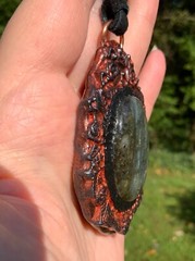 Huge Labradorite Pendant Necklace Artisan Handcrafted