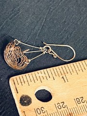 Artisan Bird Nest Dangle Earrings Sterling Silver Copper Mixed Metal Nepal