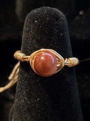 Handmade sizes 4 – 15 Wire-Wrapped Goldstone Rings with Gold-Tone Plated Wire