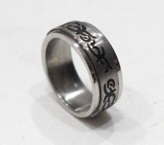 Ring Stainless Steel Etched Spinner Band Ring