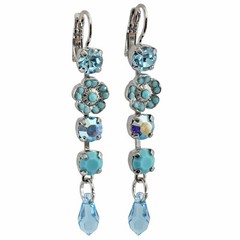 Mariana Bliss SYNTHETIC TURQUOISE Rhodium Plated Floral Crystal Dangle Earrings