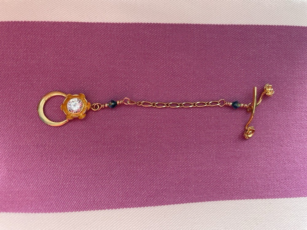 Artist Made 4 Inch Gold Filled & Vermeil Extender With Swarovski Crystal Accents