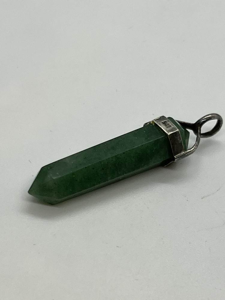 Sterling silver double point green crystal healing stone pendant for necklace