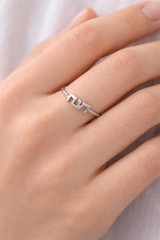 Hebrew Ring 14k Solid Yellow Gold Band Women Stackable Jewish Word