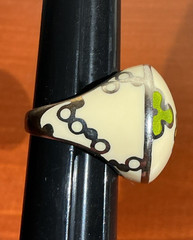 ALAN K. DESIGNO Enamel Flower Sterling Silver 925 Ring – Size 8.5 – 14.3 Grams