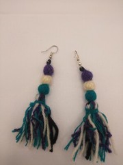 Alpaca Earrings for Women, Multicolored Threads, Cusco