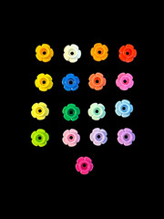 Green Leaf & Flower Stud Earrings Made w/ Brick Pieces Choose your color flower