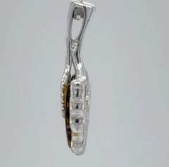 Black & Yellow BALTIC AMBER Ginko Pendant 925 STERLING SILVER Necklace #2179e