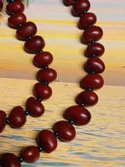 Artisan Crafted Dark Bean and Seed Bead Single Strand Necklace