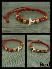 Real Shark Tooth Bracelet Anklet Adjustable Macrame Pink Red Yellow Unisex Beach