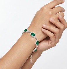 Faceted Emerald Gemstone Bracelet 925 Sterling Silver Jewelry Gift For Women