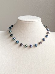 Baroque Peacock Pearl Necklace Sterling Silver 925 Wire Wrapped 18” Handmade