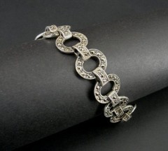 Oval Shaped Links with Marcasites Sterling Silver 925 Bracelet 8″ Long
