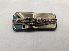 Grace Hamilton Signed Dichroic Fused Art Glass Beads Brooch Artisan Jewelry