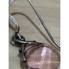 Light Rose Swarovski Crystal Briolette Earrings Sterling Silver