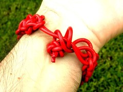 Bracelet red genuine leather adjustable knot sliding wristband bracelet
