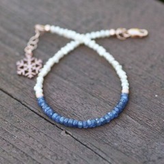Natural Burma Sapphire Pearl Bracelet 14K Rose Gold Filled 5th 45th Anniversary