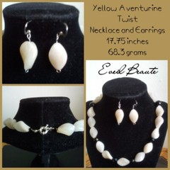 YELLOW AVENTURINE AND BLACK ONYX NECKLACE AND EARRINGS SET