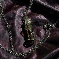 Smoky Quartz Crystal Point Pendant Handcrafted Silver tone Wire Wrap- 1.25”