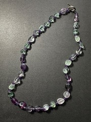 Natural Fluorite Nugget Bead Necklace 18” | Green Purple Clear Fluorite | 42g