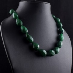 18 Inches 568. Cts Faceted Green Emerald Wonderful Necklace Jewelery VK 26 E612