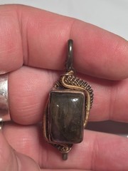 Handcrafted Sterling Silver + Copper Labradorite Wire Wrap Pendant