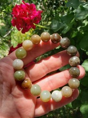Genuine Hetian Jade Nephrite Bracelet Beautiful Color Palette 12mm