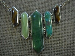 BARSE BRONZE/925 SILVER/JADE/TIGER EYE/TURQUOISE NECKLACE (FREE SHIPPING))
